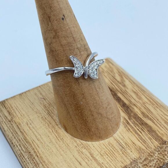 Butterfly CZ Sterling Silver Ring Size 6 - Picture 3 of 7